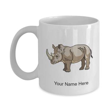 Imagem de Caneca personalizada de rinoceronte, xícara de café de rinoceronte, ideia de presente de rinoceronte, copo de rinoceronte personalizado, caneca de rinoceronte personalizada - Caneca de café de 325 ml