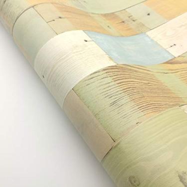 Imagem de RoyalWallSkins Película adesiva decorativa Orte, padrão de painel de madeira colorida vintage película interior Peel and Stick (WPSH01518: 49.8 cm x 299.7 cm)