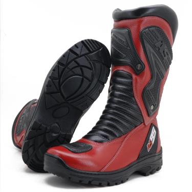Imagem de Bota motociclista para big trail em couro legítimo semi-impermeável várias cores - Atron Shoes-Masculino
