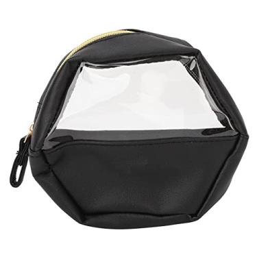 Imagem de YEmirth Bolsa De Toalete Hexagonal Bolsa De Viagem Cosmética Portátil Bolsa De Maquiagem De Couro PU Bolsa De Transporte De Produtos De Higiene Pessoal