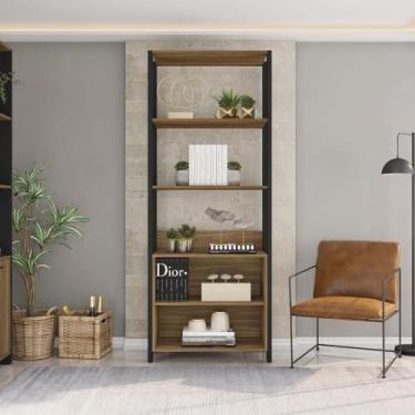 Imagem de Roupeiro Closet Aberto 2 Nichos e Prateleiras Maceió Mel/preto