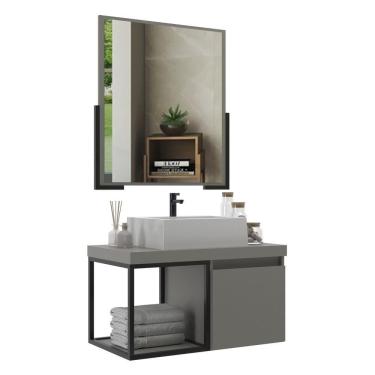 Imagem de Gabinete Banheiro 70cm com Cuba e Espelheira Multimóveis CR10107