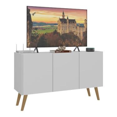 Imagem de Rack Retrô para Tv até 32 Polegadas com 3 Portas Multimóveis Mp1067 Branco/natural