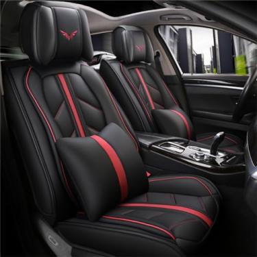 Imagem de DlonmCen Capas de assento de carro compatíveis com BMW Luxury e requintado protetor de assento de carro airbag almofada de carro compatível