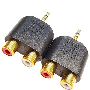 Imagem de SHANFEILU Adaptador de áudio divisor estéreo de 3,5 mm para 2 RCA banhado a ouro 3,5 mm TRS macho para conector RCA duplo conector Y conversor de áudio (pacote com 2)