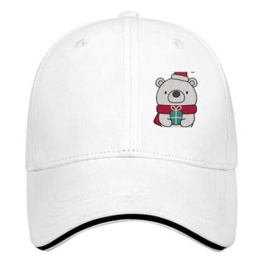 Imagem de TIHK Boné de Papai Urso Bonito com Chapéu de Natal Boné de Caminhoneiro para Mulheres Moda Bordado Snapback, Branco, Tamanho Único