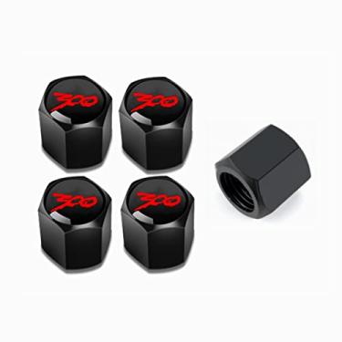 Imagem de HUIANTS for Chrysler 300/C/ 300S Black Metal Tire Valve Stem Cap Covers Air Valve Cap Set Dust Proof Leak-Proof Air Cover Logo Styling Car Accessories(Pack of 5)