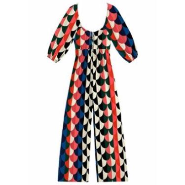 Imagem de Macacão Longo Estampado com Manga 3/4-Feminino