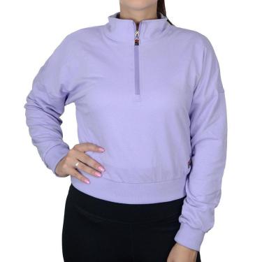 Imagem de Blusa Feminina Fila Moletom Cropped Basic Classic Lilás - F12L00574.3157-Feminino