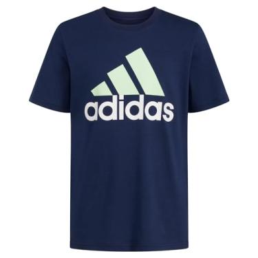 Imagem de adidas Camiseta estampada de algodão de manga curta para meninos, Azul marino, G