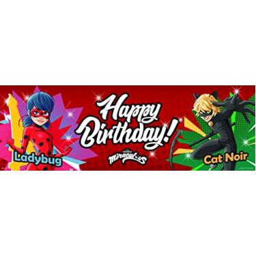 Imagem de Faixa Miraculous Ladybug Party Supplies para decoração de aniversário, pôster Lady Bug and Cat Noir 90 cm 91 x 30 cm