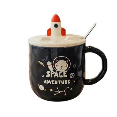 Imagem de Caneca com Tampa e Colher para Chá Leite Café (AzulMarinhoGatinho)