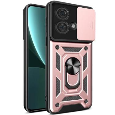 Imagem de Kainevy Capa resistente para Motorola Edge 40 Neo com capa protetora para câmera Motorola Edge 40 Neo à prova de choque com anel suporte magnético preto estético legal para homens meninos capa durável