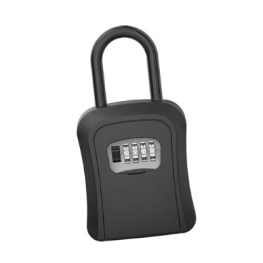 Imagem de Esquirla Organizador de armário de chaves, caixa de bloqueio de chave à prova d'água, senha, caixa de chave, combinação segura de 4 dígitos para loja, carro, preto