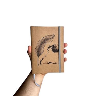 Imagem de Sketchbook Caderno Brochura Pena e Tinteiro Com Elástico e Marca Página Aquarela (M (10x14cm), Branco 240g 60 Páginas)