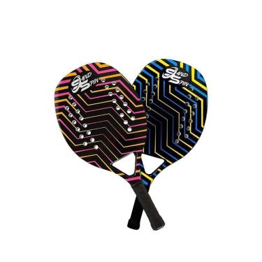 Imagem de Kit 2 Raquetes De Beach Tennis Sand Spin Aloha Fibra De Carbono Rosa E Azul - Rosa E Azul