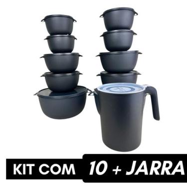 Imagem de Potes Plástico Bowl 10 unidades Com Tampa e Jarra Para Suco Livre BPA 