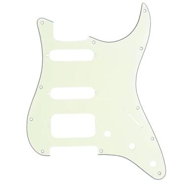 Imagem de Musiclily Pro 11 Furos Canto Redondo Escudo Guitarra HSS Strato Pickguard para Stratocaster EUA/Mexicana Captadores Abertos, 3 Camadas Marfim