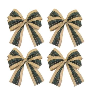 Imagem de Laço Xadrez Verde Luxo Decoração Árvore Guirlanda Natal 18Un - Marphi 