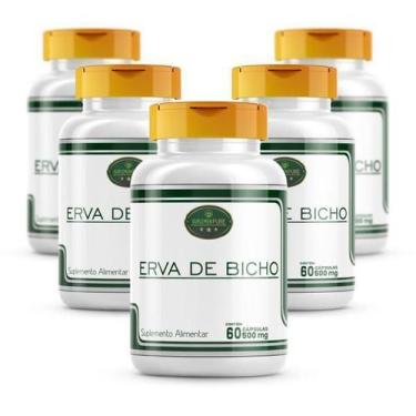 Imagem de Kit 5 Potes Erva De Bicho 100% Natural E Pura Cáps 500Mg - Suplemenpur