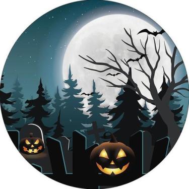 Imagem de Painel De Festa Redondo 1,50x1,50 - Noite de Halloween Floresta Abóbor