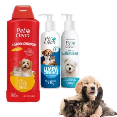 Imagem de Kit Condicionador + Limpa Lágrima + Limpa Orelha Pet Clean - PetClean