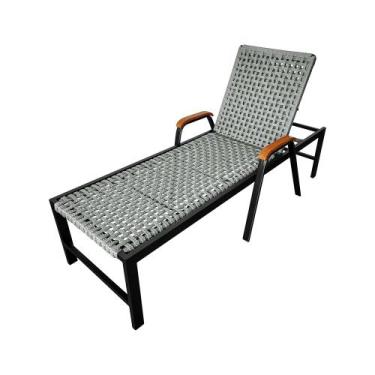 Imagem de Espreguiçadeira Luxo Liz em Corda Naútica Cinza Claro e Alumínio - ATH