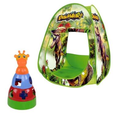 Imagem de Kit Girafa Brinquedo Empilhar e Barraca Toca Infantil Dinossauro Crian