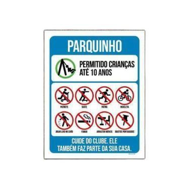 Imagem de Placa Condomínio Parquinho Cuide Do Clube - Kit 10 Unidades - Sinalizo