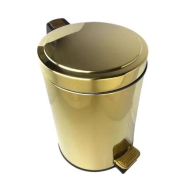 Imagem de Lixeira Dourada em Aço Inox para banheiro com Pedal 12L  Fineza Novo D
