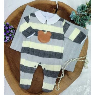 Imagem de Saída Maternidade Tricô urssinho ki2 - locomotiva, Cinza, rn