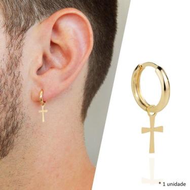Imagem de Brinco Masculino de Ouro 18k Argola Com Cruz 12mm 1 Unidade - Agaprime