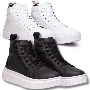 Imagem de Dois Tênis Femininos De Cano Longo: Um Preto e Um Branco - Fierre, 38,