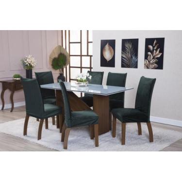 Imagem de Kit de Capas de Cadeira Estofada 6 Lugares Suede Aveludado Mesa de Jan