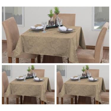Imagem de Kit 3 Toalhas De Mesa Quadrada 4 Lugares Sala Jantar Jacquard - Luxbel