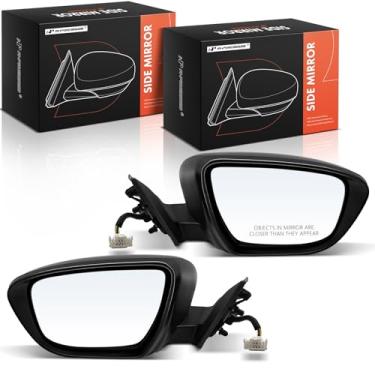 Imagem de A-Premium Par (2) espelhos retrovisores elétricos do lado do motorista e do passageiro - compatível com Nissan Rogue 2016 - Espelho retrovisor externo preto dobrável manual sem aquecimento com seta