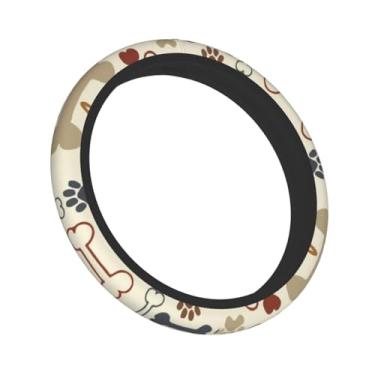 Imagem de WCMYII Capa de volante com estampa de pata de cachorro, quente no inverno e fresca no verão, acessório universal de 38 cm para diversos carros, moda, elástico, respirável, silicone, antiderrapante,