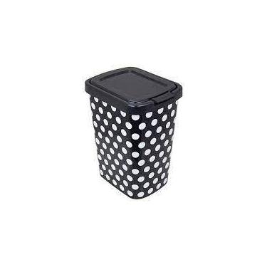 Imagem de Lixeira Cesto 09 Litros Poa Com Tampa Click Label Arqplast, Preto