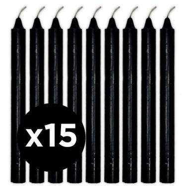 Imagem de Kit 15 Velas Obaluaê Preta Preto Velho Vela Preta Umbanda - Nova Luz