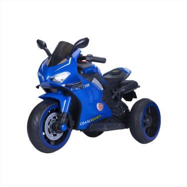 Imagem de Moto Eletrica Infantil Azul Mini Motoca Musical Auxiliar P2
