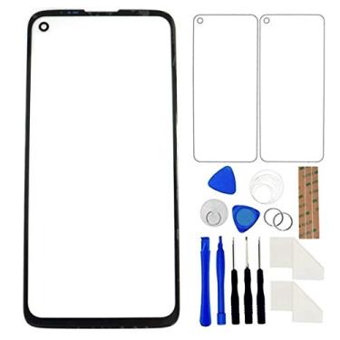 Imagem de FainWan Substituição de lente do painel externo de vidro frontal + kit de ferramentas de reparo OCA compatível com Motorola Moto G8 Power 2020 XT2041-1 XT2041-3 XT2041-4 adesivo preto de 6,4 polegadas