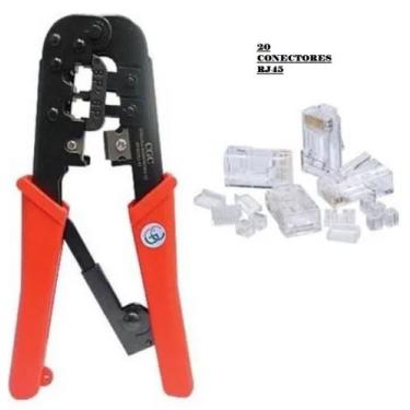 Imagem de Alicate de crimpar rj45 568r com catraca original + 2o conectores - GC
