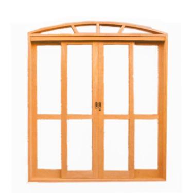 Imagem de Porta de Correr Panorâmica Arco 4 folhas em Madeira Maciça Cedro Arana