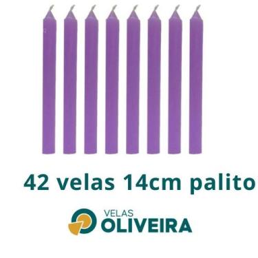 Imagem de Vela Palito Lilas  42 Unidades 14cm 15,8 - (Por Kilo) 100% Parafina - 