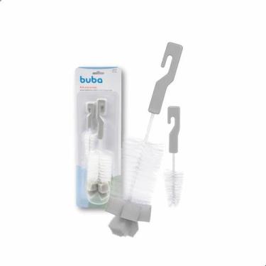 Imagem de Escova De Mamadeira E Bico Kit Lavar Com Esponja Buba