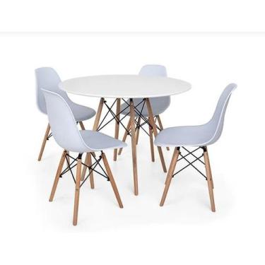 Imagem de Conjunto Mesa De Jantar Redonda Solo Branca 80cm Com 4 Cadeiras Solo -