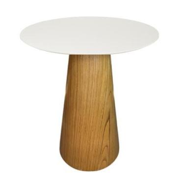 Imagem de Mesa de Apoio Cone Base Laminada em Madeira Natural - Tampo Off White 