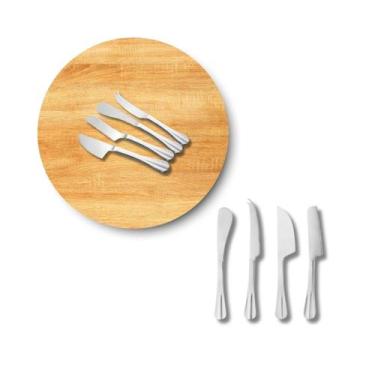 Imagem de Kit queijo aço inox com 4 peças essential prata florarte