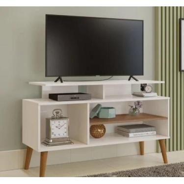 Imagem de Rack Retrô Moderna OffWhite Para Sala / Quarto Lyon - Carmolar