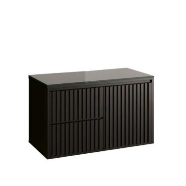 Imagem de Gabinete Ripado 80 Sem Tampo de Vidro Sem Cuba - Astral Design, Preto